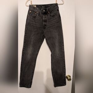 Levi's 501 Women's Straight Leg Washed Black Jeans 26
